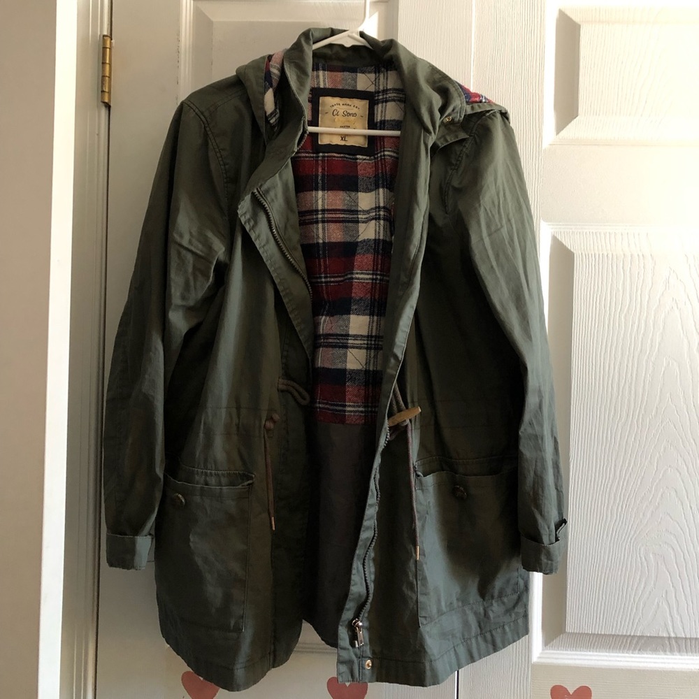 Olive green jacket (hooded)